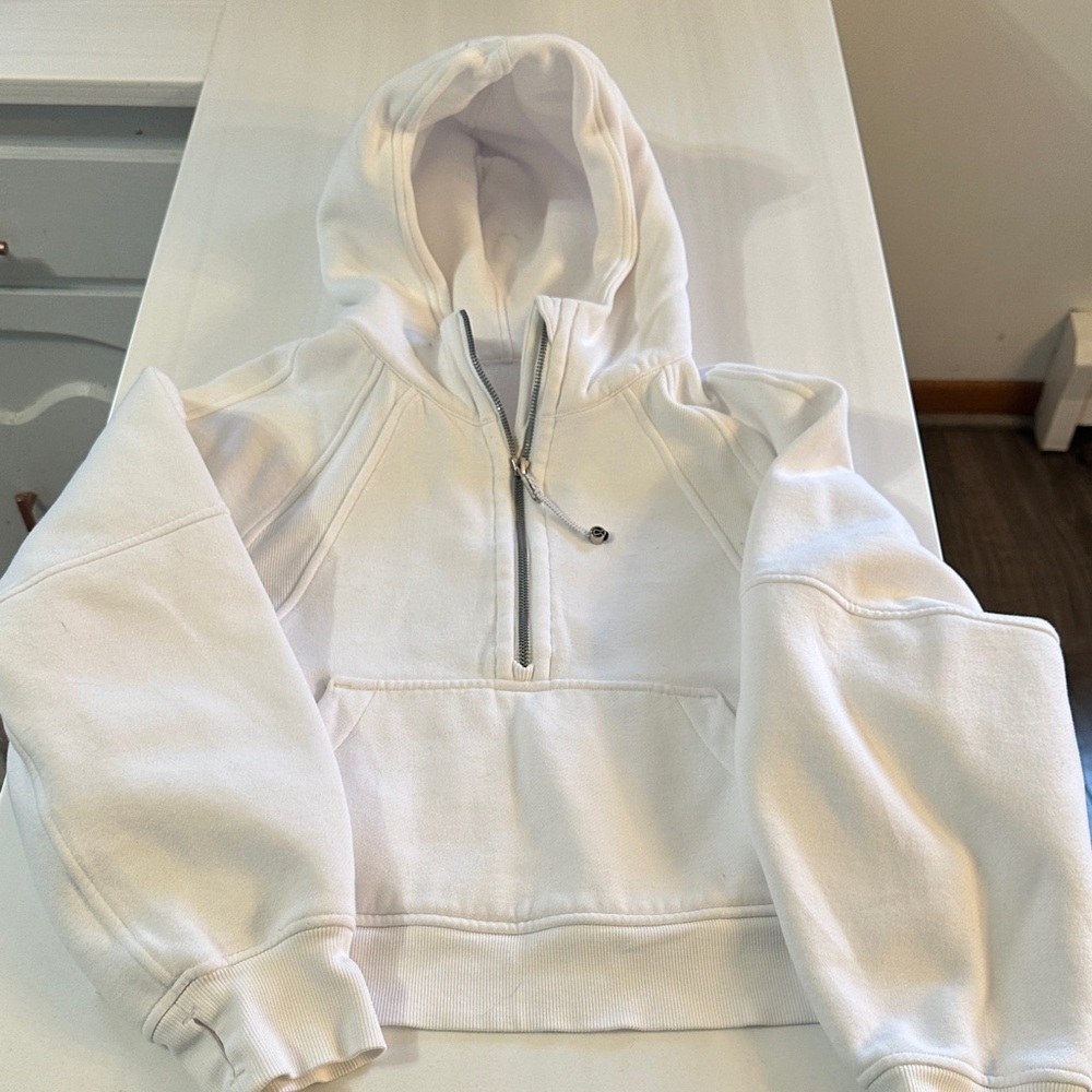 Lululemon Cropped White Half-Zip Hooded scuba
